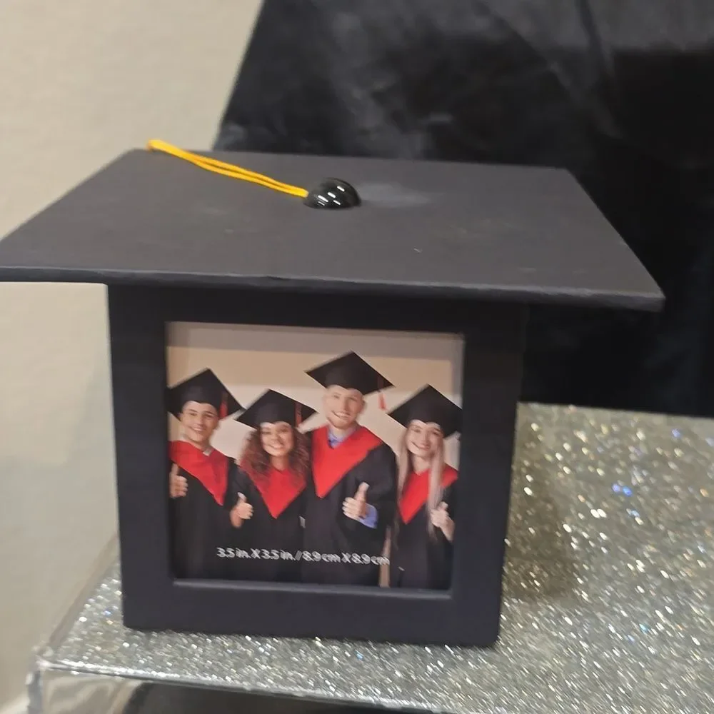At Home 4-Sided Top Open Graduation Cap Photo Frame with Tassel